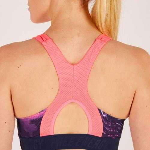 Tropikal Baskılı Yoga Crop - Neon Kırmızı / Koyu lacivert